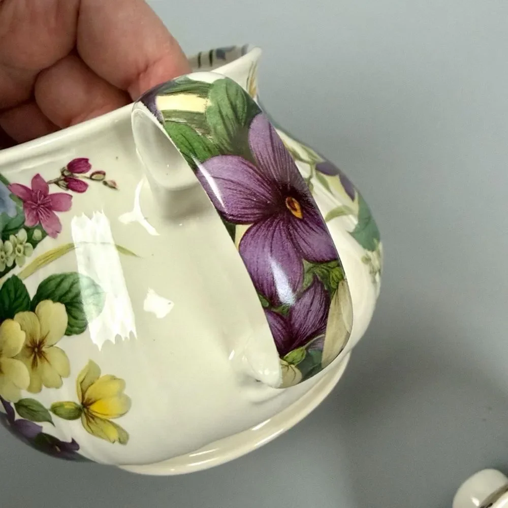 Sadler Duchess Pattern Teapot England Porcelain Violets Flowers 32oz Vintage